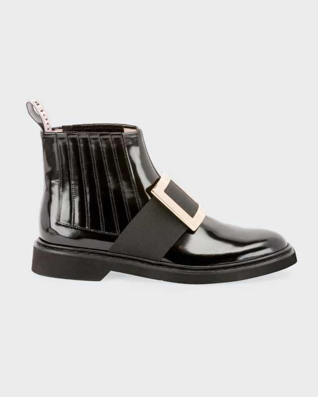 Viv Ranger Patent Leather Pilgrim Buckle Booties